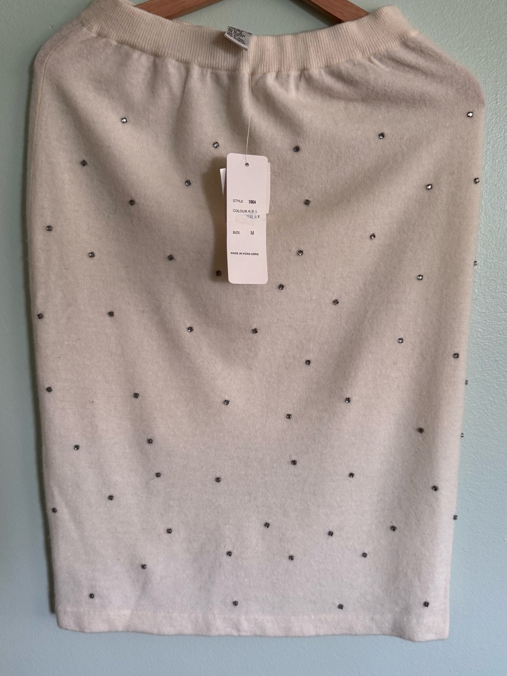 Cream Embellished Pencil Skirt - Unbranded